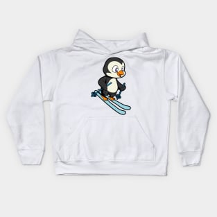 Penguin skiing Kids Hoodie